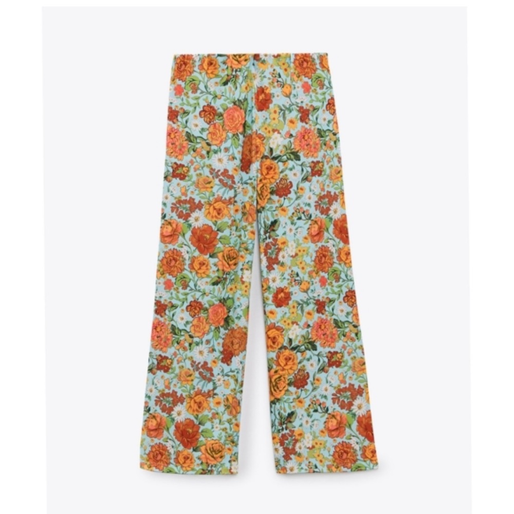 Zara size medium wide leg floral palazzo pants